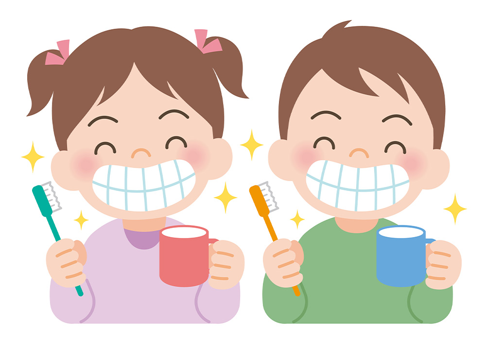 食後の歯磨きと仕上げ磨きを行う